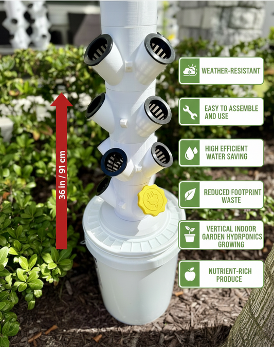 Hydroponic Tower Starter Kit, 12 Plant Cups, Compact Garden Kit for Home Growers