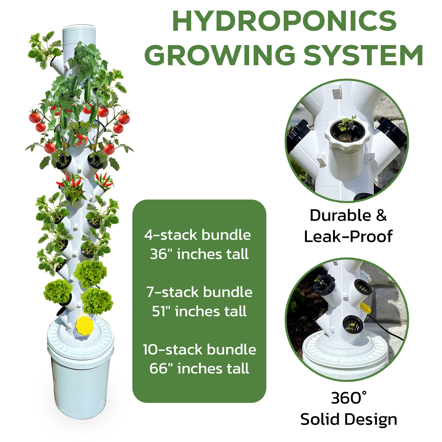 Hydroponic Tower Starter Kit, 12 Plant Cups, Compact Garden Kit for Home Growers