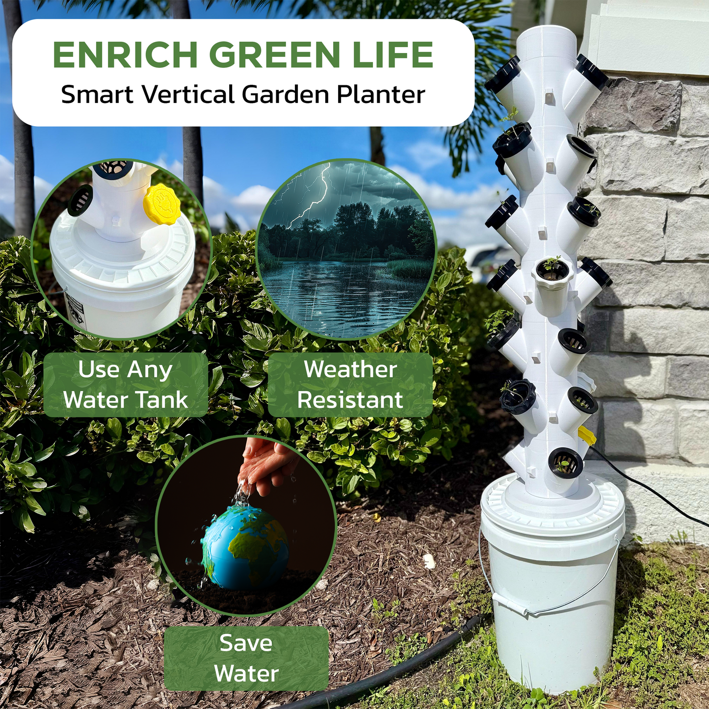 Hydroponic Tower Starter Kit, 12 Plant Cups, Compact Garden Kit for Home Growers