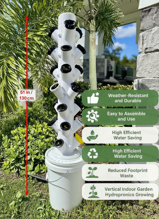 Hydroponic Tower Bundle, 24 Plant Cups, Garden Kit for Home Growers